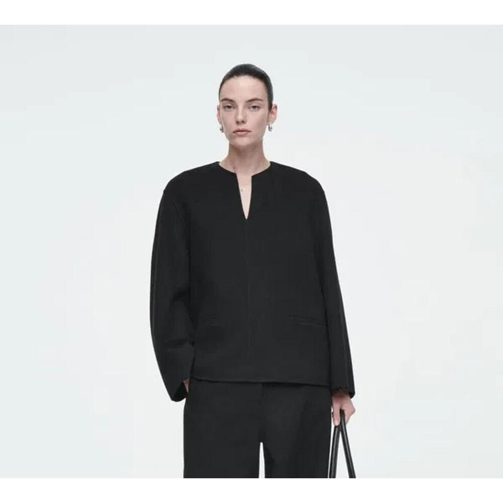 NEW, COS Double-Faced Wool Blouse in Black Size 4 #W128 - Picture 2 of 11
